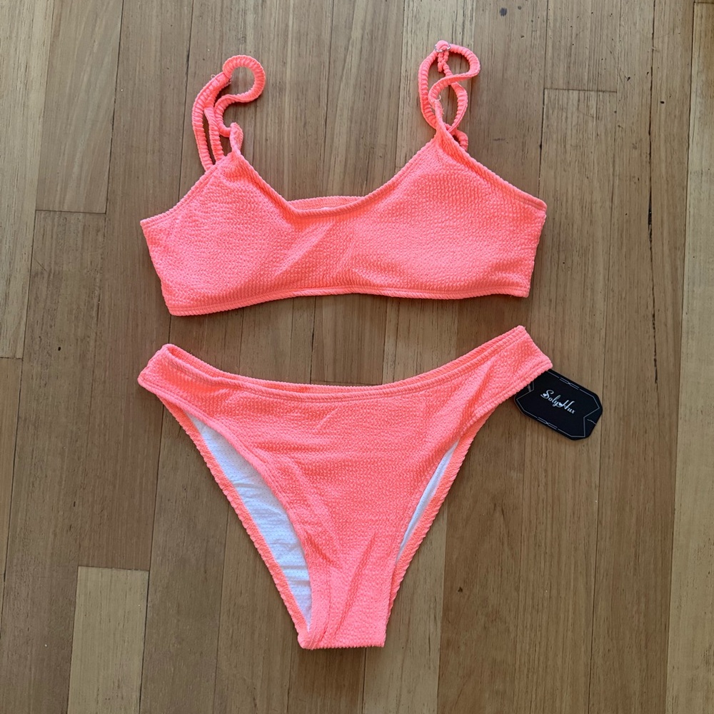 Neon Crinkle Cut Bikini Set